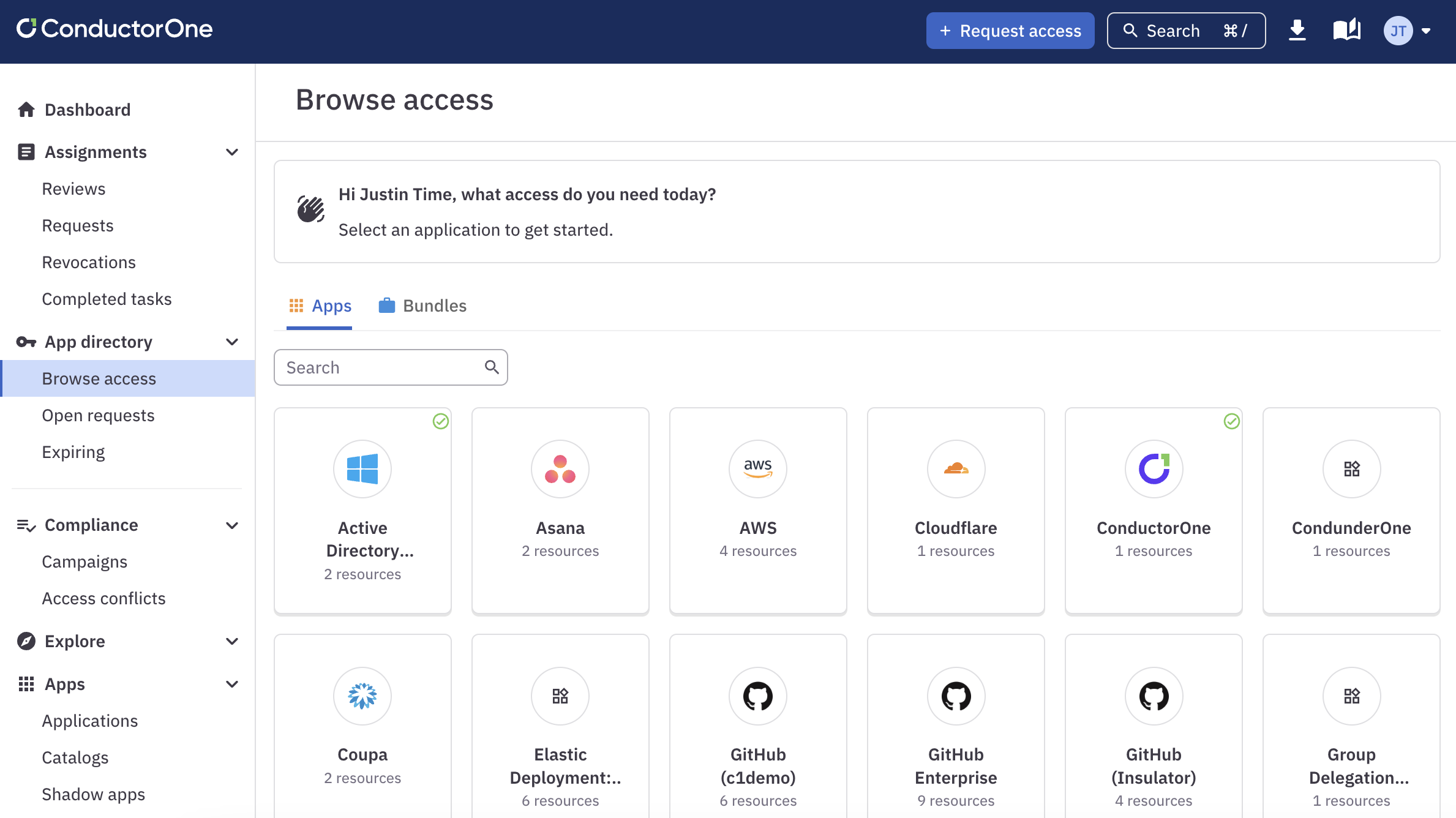 The Browse access page showing 13 available apps.