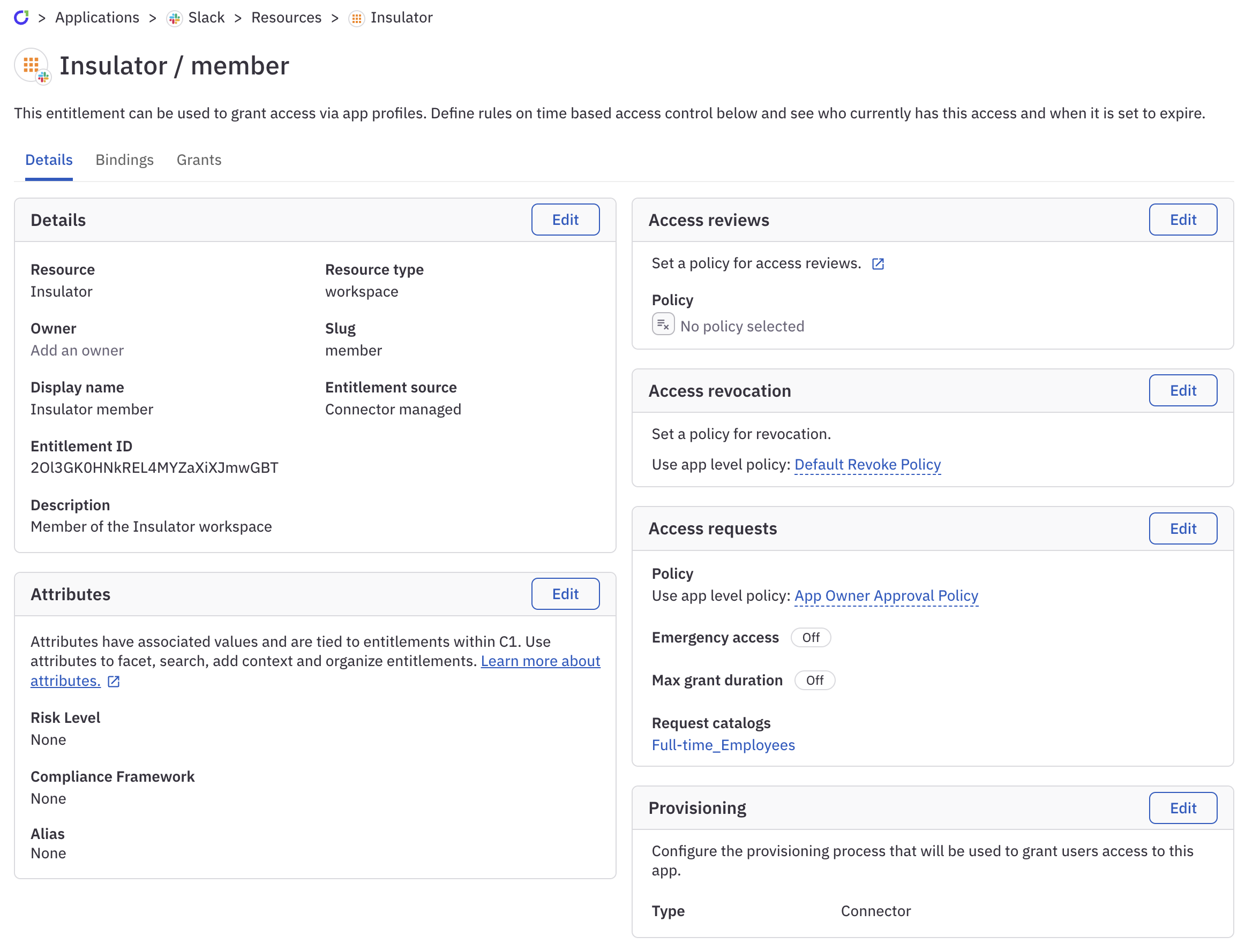 The entitlement details page for pull access to the insulator.one repository resource in GitHub.