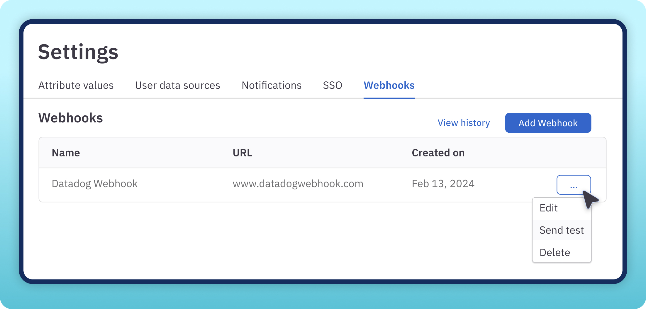 Webhooks screenshot